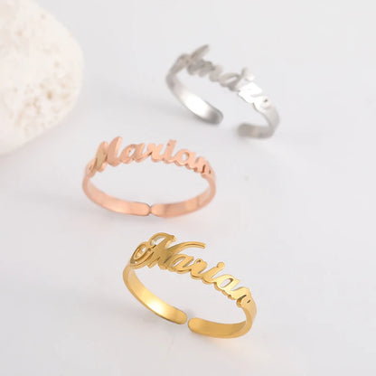 Fishhook Custom Double Name Finger Ring For Women Men Personalized Rings Couple Family Gift Gold Color Stainless Steel Jewelry