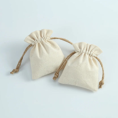 50pcs Cotton Burlap Jewelry Bag Small Nature Canvas Bags for Necklace Earring Ring Pouch Wedding Christmas Party Candy Gift Bag