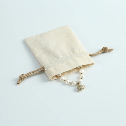 50pcs Cotton Burlap Jewelry Bag Small Nature Canvas Bags for Necklace Earring Ring Pouch Wedding Christmas Party Candy Gift Bag