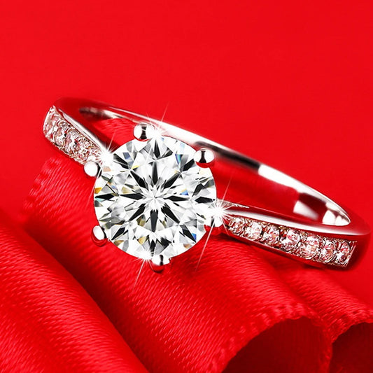 With Certificate Luxury 18K White Gold Rings,100% Solid Silver 925 Ring, High Quality Zirconia Diamond Wedding Band for Women