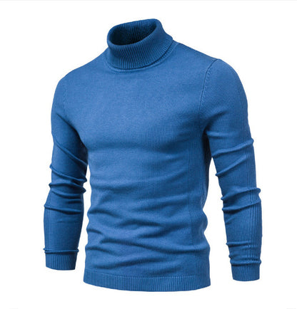 Men's Solid Color Slim Pullover Turtleneck Sweater Winter Casual Tops Clothing