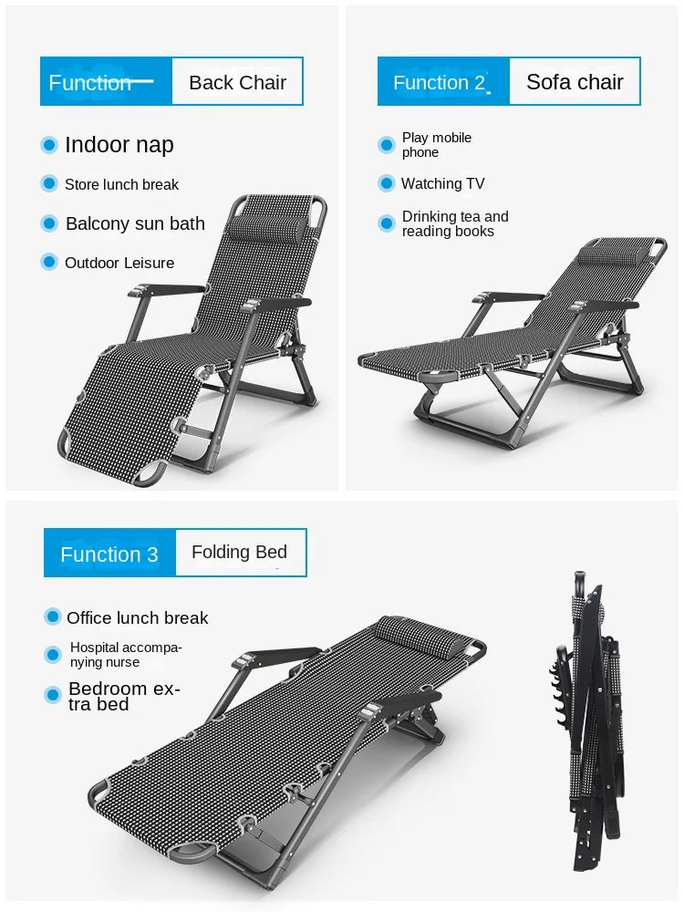 Folding recliner office lunch break nap summer home beach portable balcony leisure chair back lazy