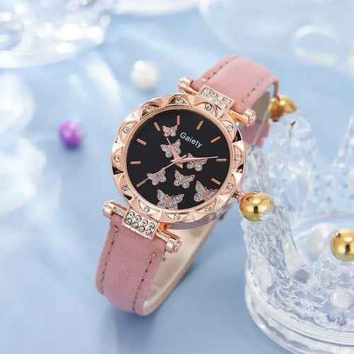 6/1pcs Set Women Watch Ring Necklace Earrings Bracelet Set Watches