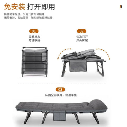 Nap Folding Bed Reinforced Extra Thick Single Artifact Simple Portable Office Nap Camp Bed Multi-functional Recliner Chair