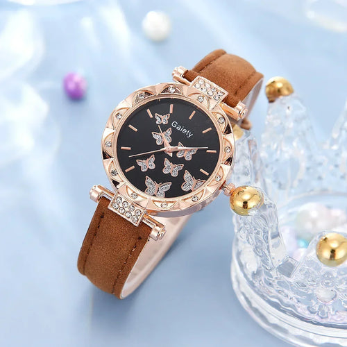 6/1pcs Set Women Watch Ring Necklace Earrings Bracelet Set Watches