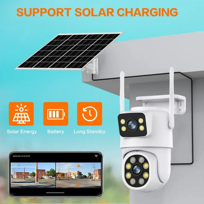 8MP 4K Solar Wirelesss IP Camera With 7800 mAh Battery Outdoor HD 4MP Dual Lens WiFi Camara Solar Panel CCTV Security tuya App