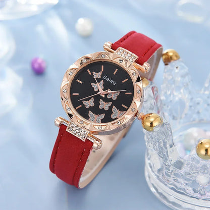 6/1pcs Set Women Watch Ring Necklace Earrings Bracelet Set Watches