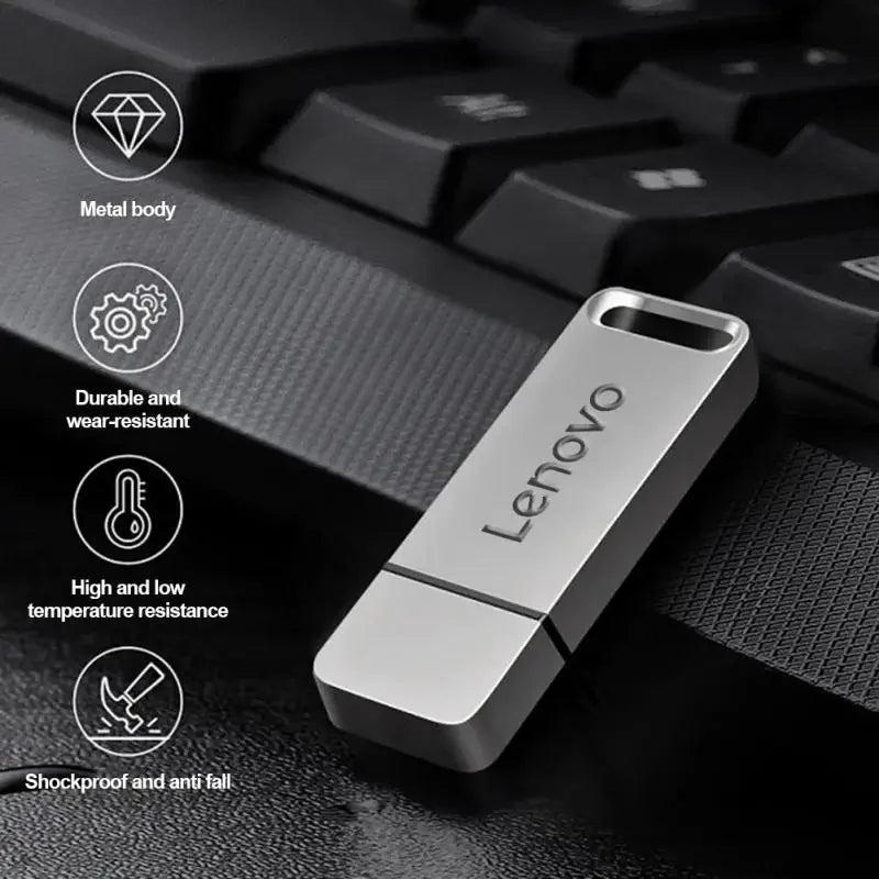 Lenovo Pen Drive 2TB High Speed Flash Memory Metal Pendrive 1TB Flash