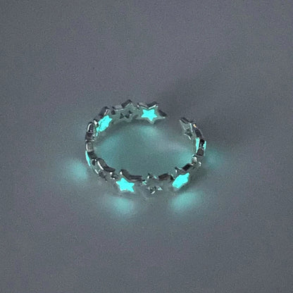 Luminous Blue Pink Light Heart Ring for Women Men Couple Fluorescent