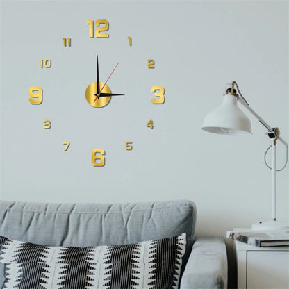 3D Luminous Wall Clock Frameless Acrylic DIY Digital Clock Wall