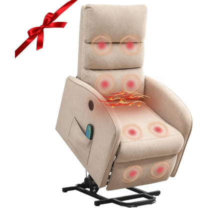 Lift Recliner Chair for Elderly, Electric Recliner with Heat & Vibration with Side Pocket & USB Port, Elderly Recliner Chair