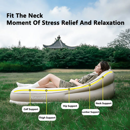 Naturehike Single/Double Lazy Sofa Outdoor Camping Inflatable Sofa Bed Beach Lounger Chair Camp Air Cushion With built-in Pump