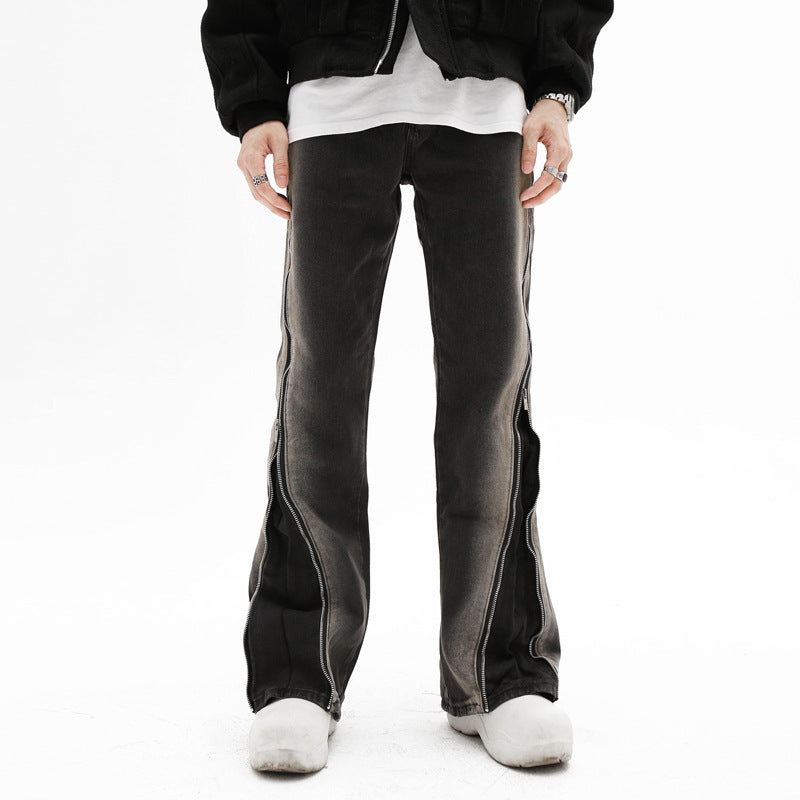 Design Zipper Straight-leg Trousers Men