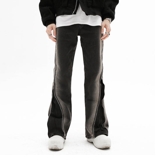 Design Zipper Straight-leg Trousers Men