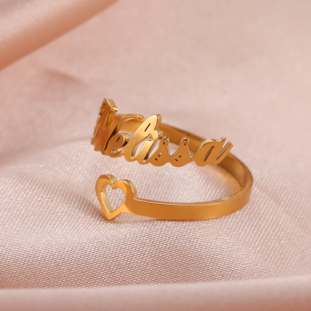 Fishhook Custom Double Name Finger Ring For Women Men Personalized Rings Couple Family Gift Gold Color Stainless Steel Jewelry